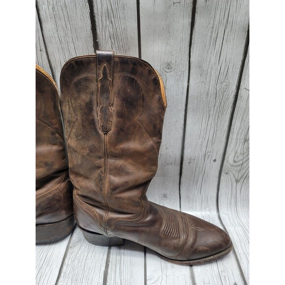 El Dorado Men’s 12 D Cowboy Roper Boots Distressed Brown Leather ED2224 Read main image 4